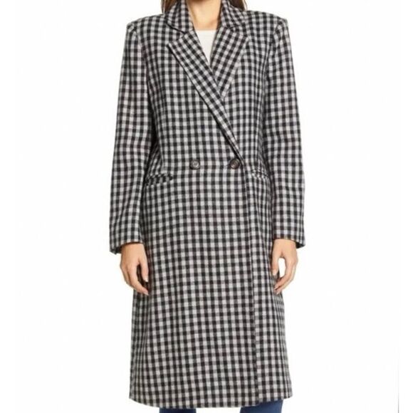 NWT BeachLunchLounge Tyler Plaid Wool Blend Coat Black White Checkered XL/TG🖤🤍 - Picture 11 of 11